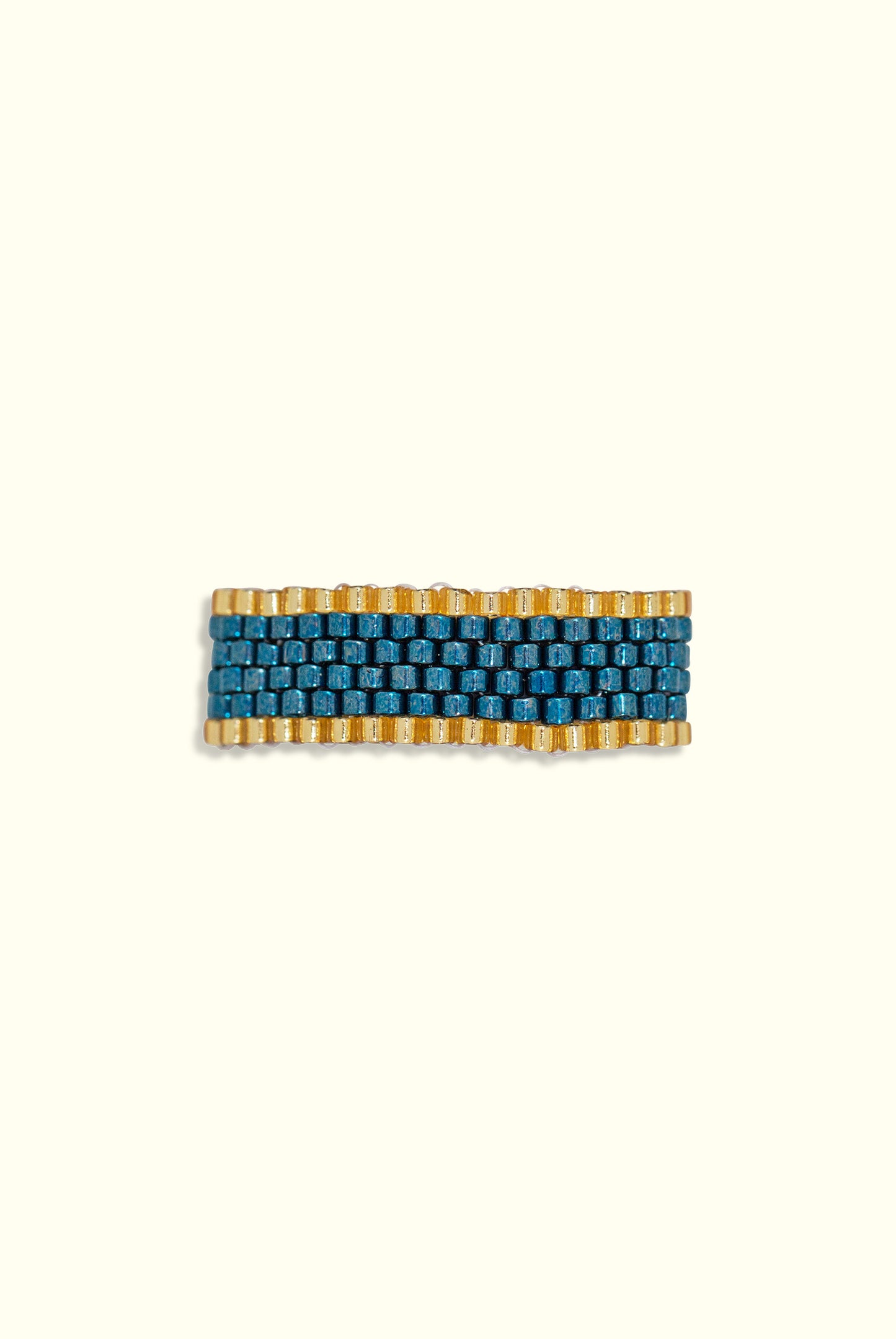 Neptune Band Ring: Midnight Aqua & Gold