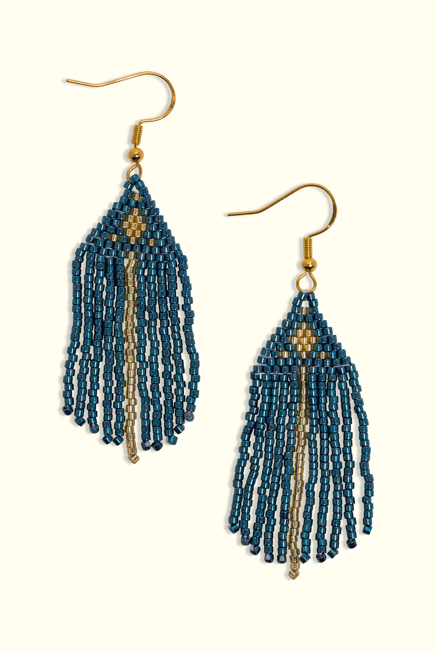 Neptune Fringe Earrings: Midnight Aqua & Gold