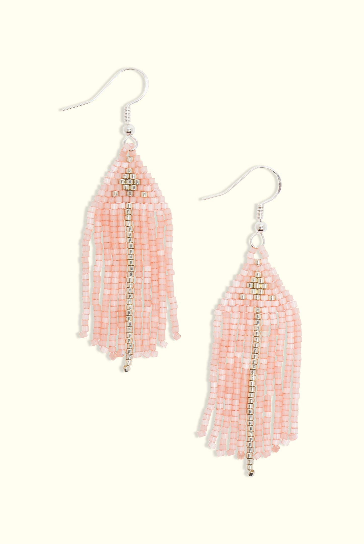 Neptune Fringe Earrings: Salmon Pink & Silver