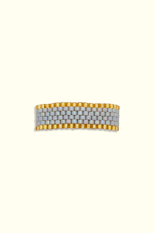 Neptune Band Ring: Grey Smoke & Gold