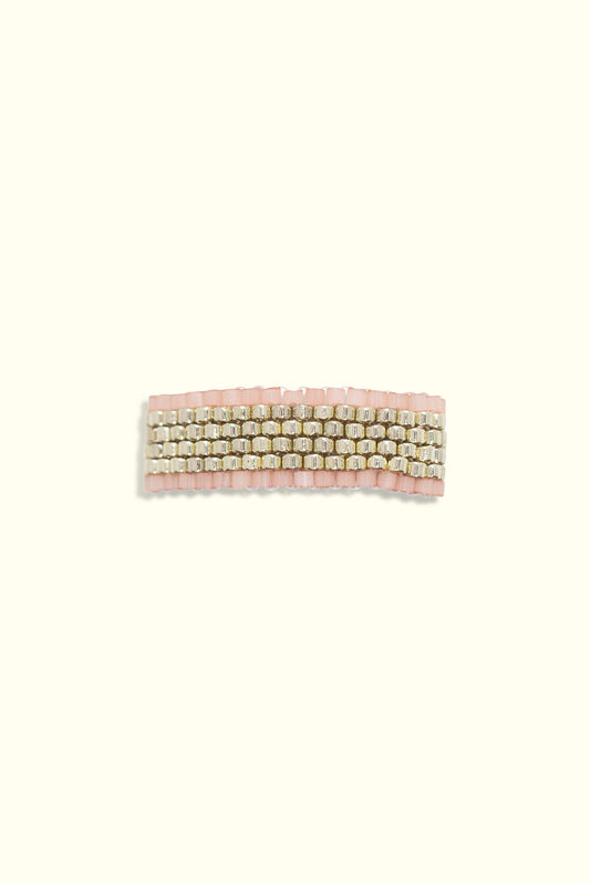 Neptune Band Ring: Silver & Salmon Pink