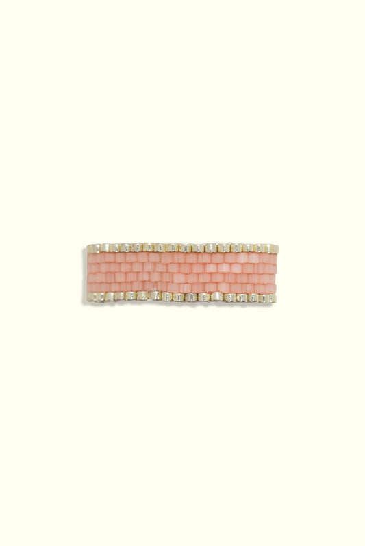 Neptune Band Ring: Salmon Pink & Silver