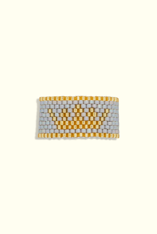 Neptune Crown Ring: Grey Smoke & Gold