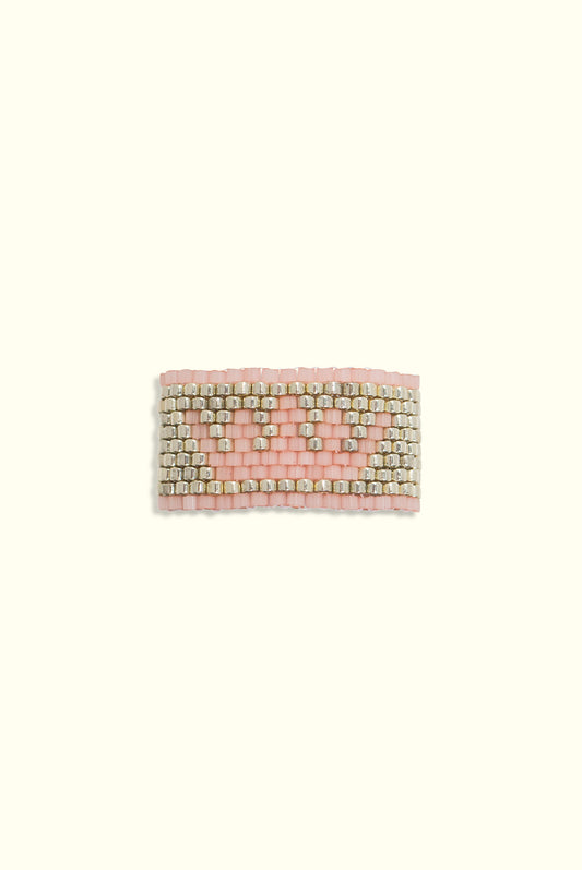 Neptune Crown Ring: Silver & Salmon Pink