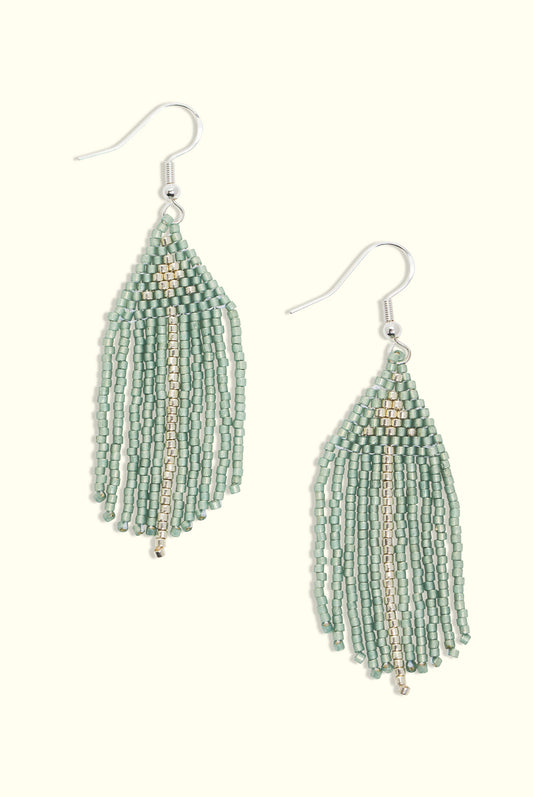 Neptune Fringe Earrings: Sage & Silver