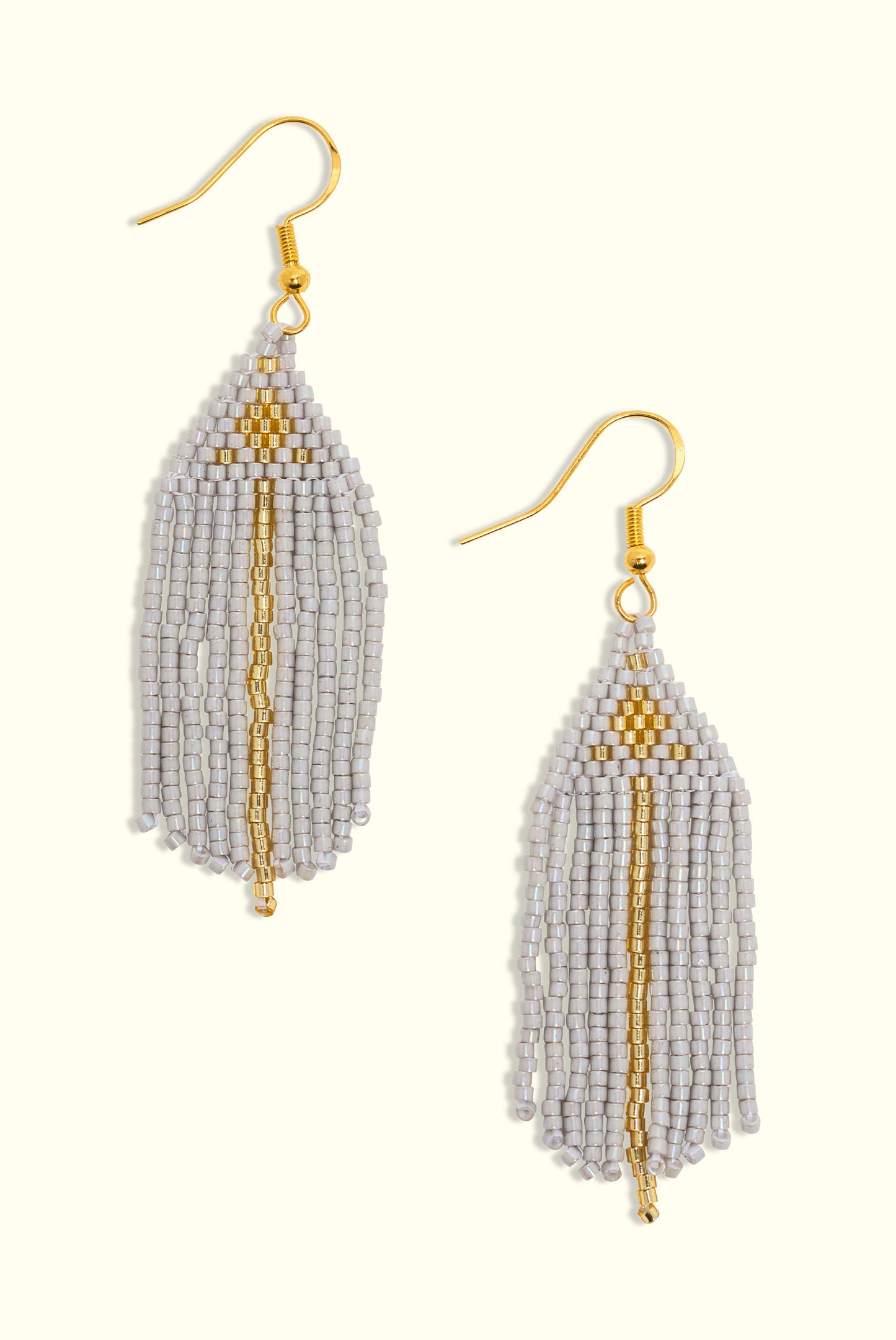 Neptune Fringe Earrings: Grey Smoke & Gold