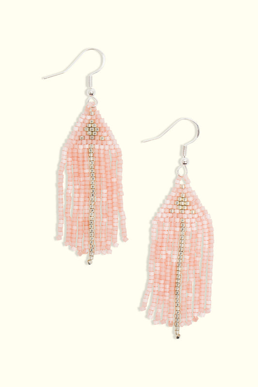 Neptune Fringe Earrings: Salmon Pink & Silver