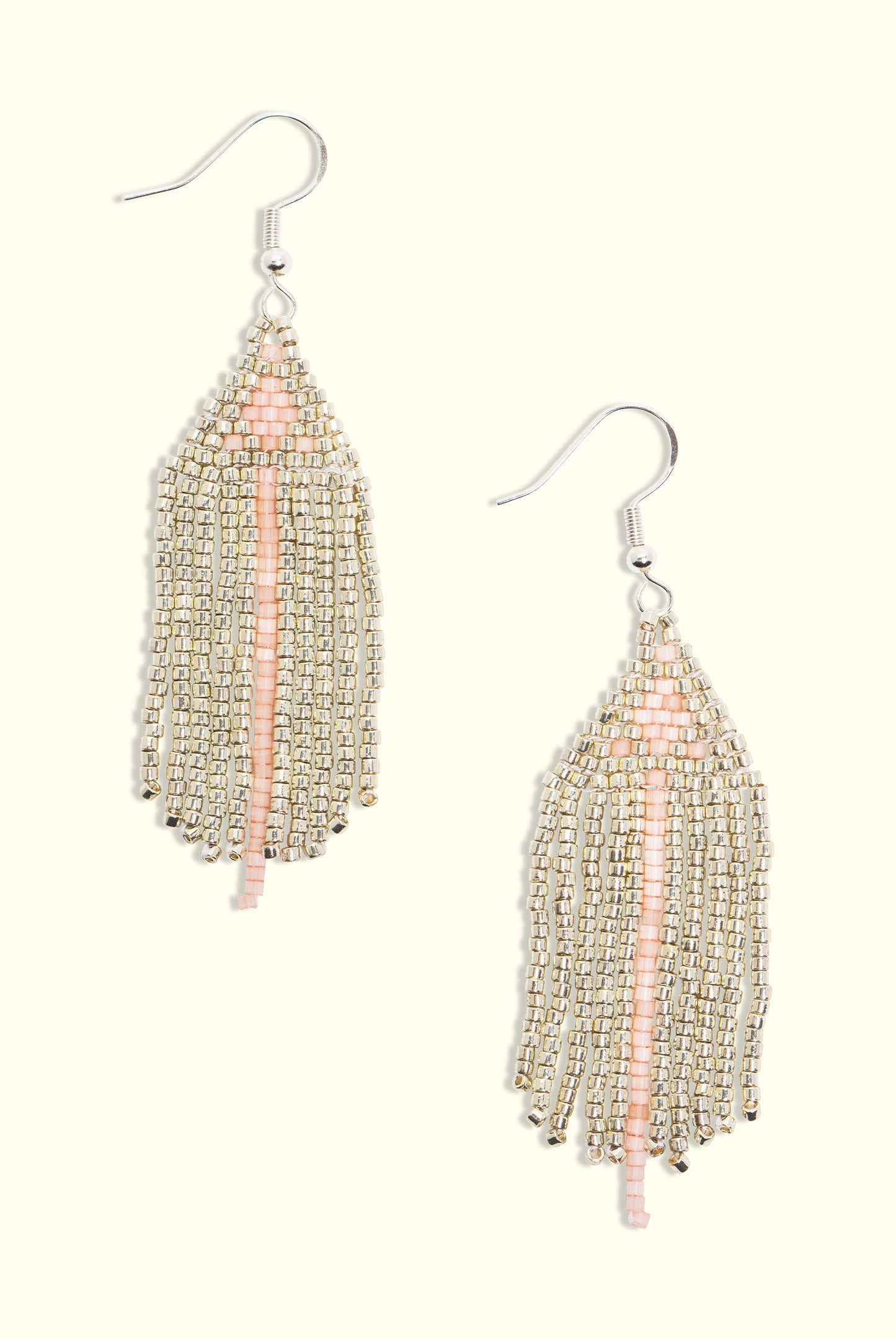 Neptune Fringe Earrings: Silver & Salmon Pink