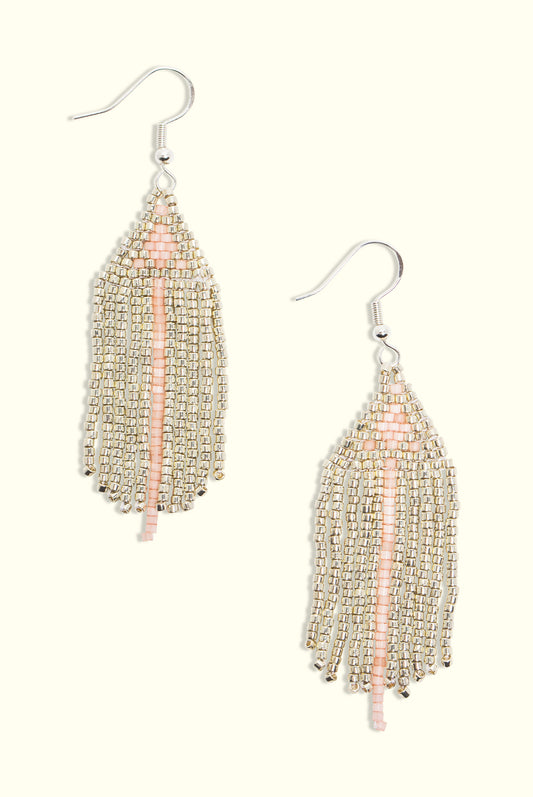 Neptune Fringe Earrings: Silver & Salmon Pink