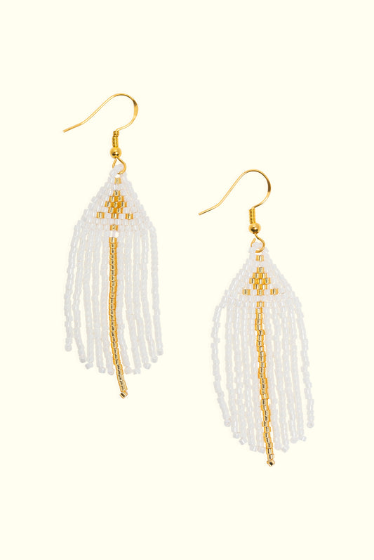 Neptune Fringe Earrings: Ivory & Gold