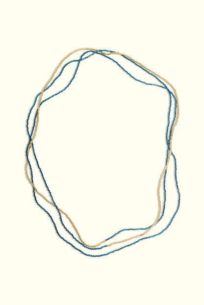 Neptune Wrap Necklace: Midnight Aqua & Gold
