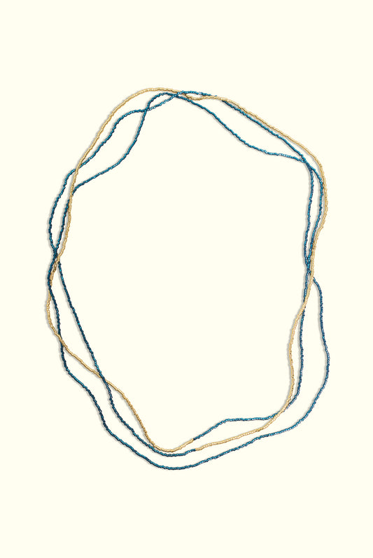 Neptune Wrap Necklace: Midnight Aqua & Gold