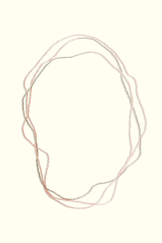 Neptune Wrap Necklace: Salmon Pink & Silver
